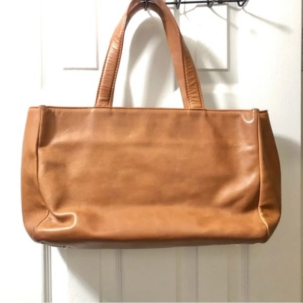 Anne Fontaine Signature Embossed Flower Leather Tote shoulder Bag.